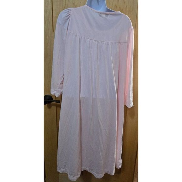 Vintage Pink Nightgown & Robe Set Embroidery Floral Details Lightweight Sleepwea - Picture 8 of 11